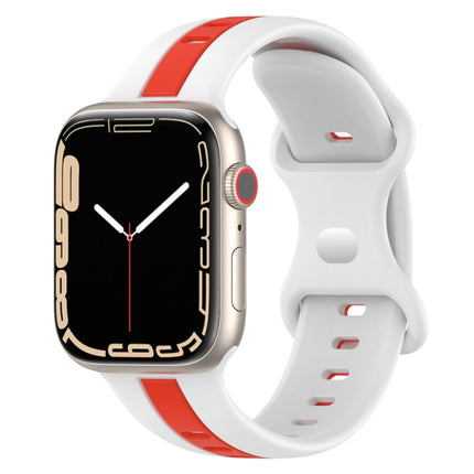 Butterfly Buckle Two-Color Silicone Watch Band, For Apple Watch Ultra 49mm, For Apple Watch Series 8&7 45mm, For Apple Watch Series 8&7 41mm - DealBuddy