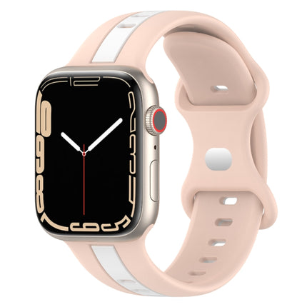 Butterfly Buckle Two-Color Silicone Watch Band, For Apple Watch Ultra 49mm, For Apple Watch Series 8&7 45mm, For Apple Watch Series 8&7 41mm - DealBuddy