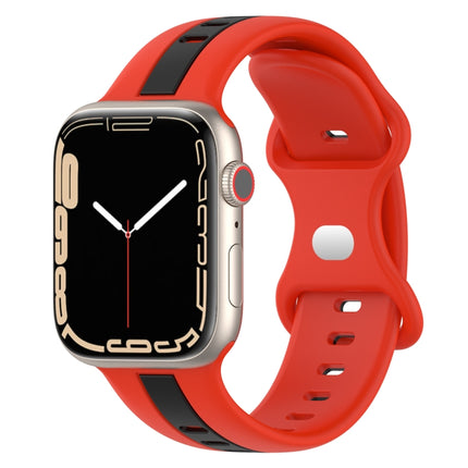 Butterfly Buckle Two-Color Silicone Watch Band, For Apple Watch Ultra 49mm, For Apple Watch Series 8&7 45mm, For Apple Watch Series 8&7 41mm - DealBuddy