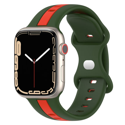 Butterfly Buckle Two-Color Silicone Watch Band, For Apple Watch Ultra 49mm, For Apple Watch Series 8&7 45mm, For Apple Watch Series 8&7 41mm - DealBuddy