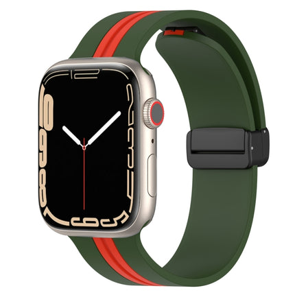 Magnetic Clasp Two-Color Silicone Watch Band, For Apple Watch Ultra 49mm, For Apple Watch Series 8&7 45mm, For Apple Watch Series 8&7 41mm - DealBuddy