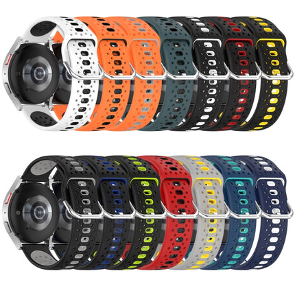 20mm Breathable Two-Color Silicone Watch Band, For Samsung  Galaxy Watch 4 Classic 42mm, For Samsung  Galaxy Watch 4 Classic 46mm, For Samsung Galaxy Watch Active 2 40mm