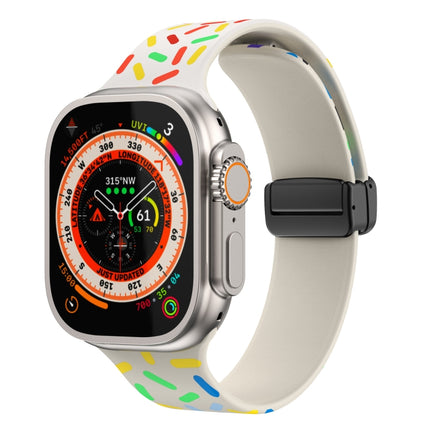 Rainbow Dots Silicone Magnetic Black Buckle Watch Band, For Apple Watch Ultra 49mm, For Apple Watch 8 41mm, For Apple Watch 8 45mm, For Apple Watch SE 2022 40mm