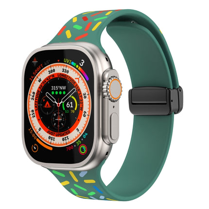 Rainbow Dots Silicone Magnetic Black Buckle Watch Band, For Apple Watch Ultra 49mm, For Apple Watch 8 41mm, For Apple Watch 8 45mm, For Apple Watch SE 2022 40mm