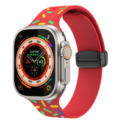 Rainbow Dots Silicone Magnetic Black Buckle Watch Band, For Apple Watch SE 2022 44mm, For Apple Watch 7 41mm, For Apple Watch 7 45mm, For Apple Watch SE 40mm
