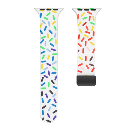Rainbow Dots Silicone Magnetic Black Buckle Watch Band, For Apple Watch SE 44mm, For Apple Watch 6 40mm, For Apple Watch 6 44mm, For Apple Watch 5 44mm