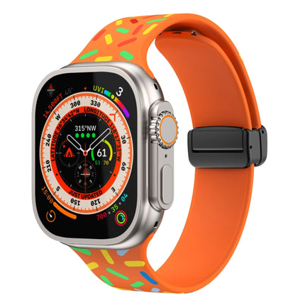 Rainbow Dots Silicone Magnetic Black Buckle Watch Band, For Apple Watch SE 44mm, For Apple Watch 6 40mm, For Apple Watch 6 44mm, For Apple Watch 5 44mm