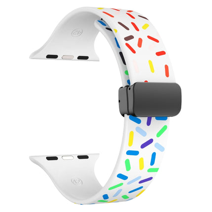 Rainbow Dots Silicone Magnetic Black Buckle Watch Band, For Apple Watch 5 40mm, For Apple Watch 4 44mm, For Apple Watch 4 40mm, For Apple Watch 3 38mm
