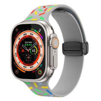 Rainbow Dots Silicone Magnetic Black Buckle Watch Band, For Apple Watch 3 42mm, For Apple Watch 2 42mm, For Apple Watch 2 38mm, For Apple Watch 42mm