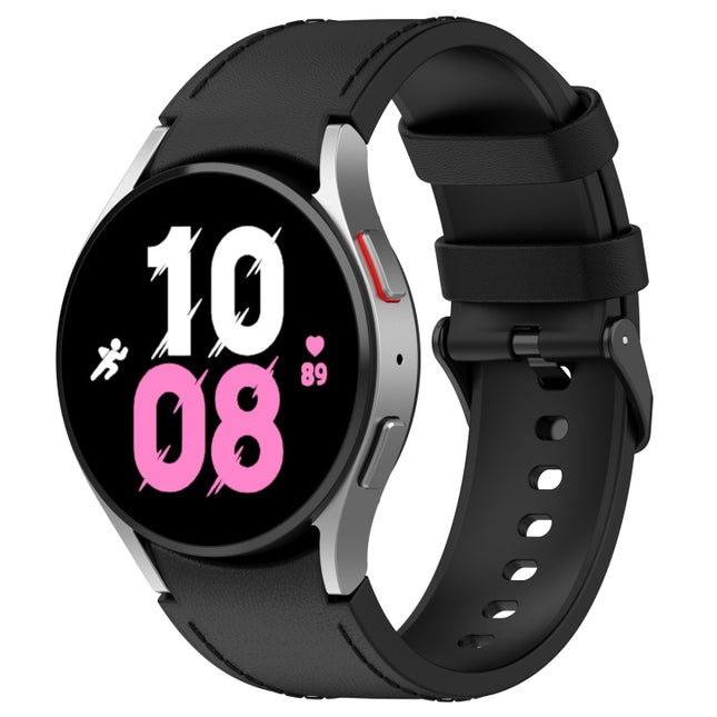 Silicone Leather Black Buckle Watch Band, For Samsung Galaxy Watch 6 Classic, For Samsung Galaxy Watch 6 - DealBuddy