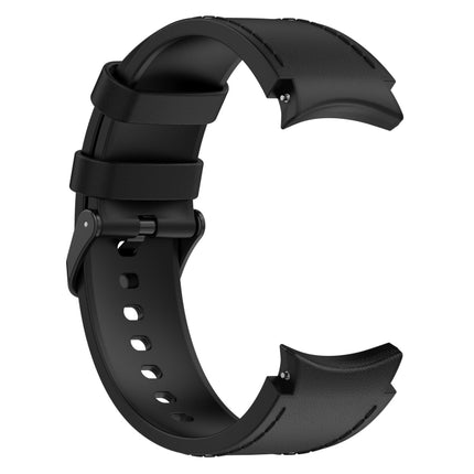 Silicone Leather Black Buckle Watch Band, Size:S, For Samsung Galaxy Watch 6 Classic, For Samsung Galaxy Watch 6 - DealBuddy