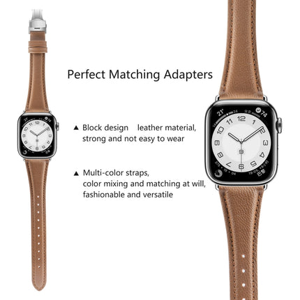 Plain Leather Butterfly Buckle Watch Band, For Apple Watch SE 2023 44mm, For Apple Watch SE 2023 40mm, For Apple Watch Ultra 2 49mm, For Apple Watch Series 9 45mm - DealBuddy