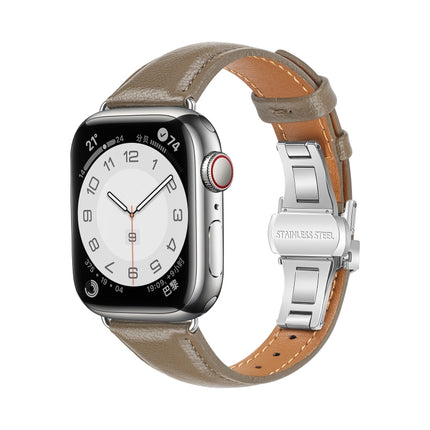 Plain Leather Butterfly Buckle Watch Band, For Apple Watch SE 2022 40mm, For Apple Watch SE 2022 44mm, For Apple Watch Series 7 41mm, For Apple Watch Series 7 45mm - DealBuddy