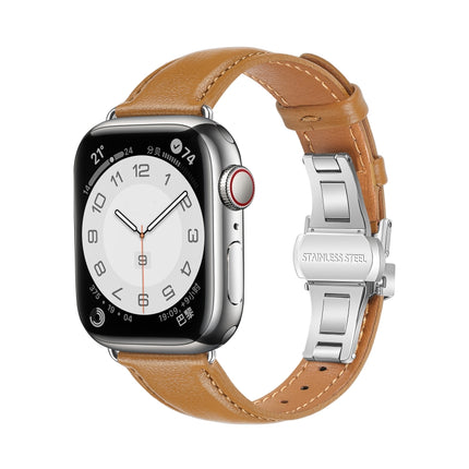 Plain Leather Butterfly Buckle Watch Band