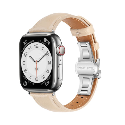 Plain Leather Butterfly Buckle Watch Band