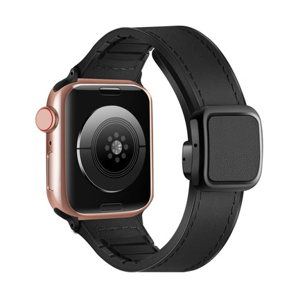 Fold Magnetic Square Buckle PU Silicone Watch Band, For Apple Watch Series 9 41mm, For Apple Watch Ultra 49mm, For Apple Watch Series 8 41mm, For Apple Watch Series 8 45mm