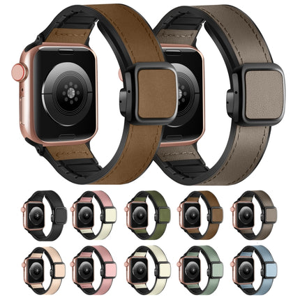 Fold Magnetic Square Buckle PU Silicone Watch Band, For Apple Watch Series 9 41mm, For Apple Watch Ultra 49mm, For Apple Watch Series 8 41mm, For Apple Watch Series 8 45mm