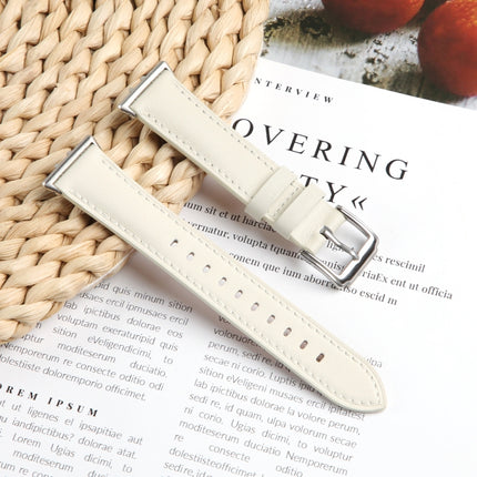 For Samsung Galaxy Watch Fit 3 Leather Sewing Thread Pin Buckle Watch Band, Beige, Pink, Red, Green, Brown, Black - DealBuddy
