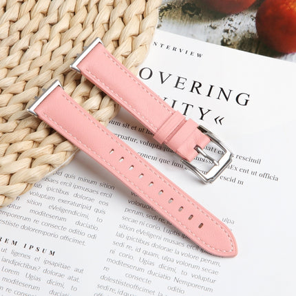 For Samsung Galaxy Watch Fit 3 Leather Sewing Thread Pin Buckle Watch Band, Beige, Pink, Red, Green, Brown, Black - DealBuddy