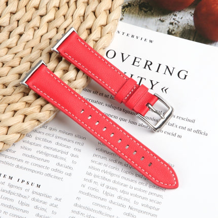 For Samsung Galaxy Watch Fit 3 Leather Sewing Thread Pin Buckle Watch Band