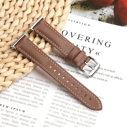 For Samsung Galaxy Watch Fit 3 Leather Sewing Thread Pin Buckle Watch Band