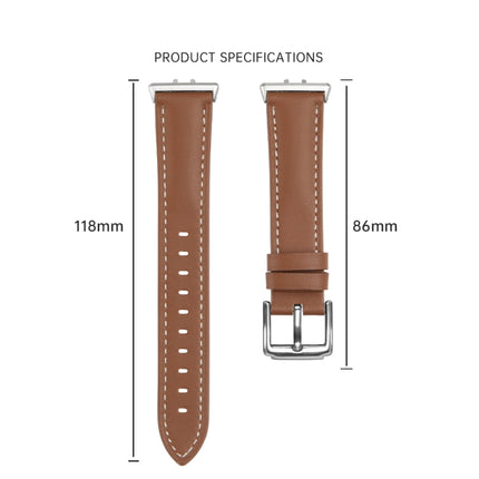 For Samsung Galaxy Watch Fit 3 Leather Sewing Thread Pin Buckle Watch Band, Beige, Pink, Red, Green, Brown, Black - DealBuddy