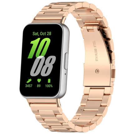 For Samsung Galaxy Fit 3 SM-R390 Three Bead Stainless Steel Metal Watch Band, Silver, Black, Gold, Rose Gold, Black+Red, Black+Pink, Black+Silver, Silver+Rose Gold, Silver+Gold, Silver+Black - DealBuddy