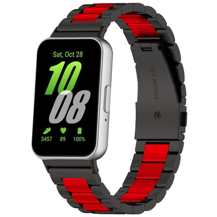 For Samsung Galaxy Fit 3 SM-R390 Three Bead Stainless Steel Metal Watch Band, Silver, Black, Gold, Rose Gold, Black+Red, Black+Pink, Black+Silver, Silver+Rose Gold, Silver+Gold, Silver+Black - DealBuddy