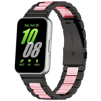 For Samsung Galaxy Fit 3 SM-R390 Three Bead Stainless Steel Metal Watch Band, Silver, Black, Gold, Rose Gold, Black+Red, Black+Pink, Black+Silver, Silver+Rose Gold, Silver+Gold, Silver+Black - DealBuddy