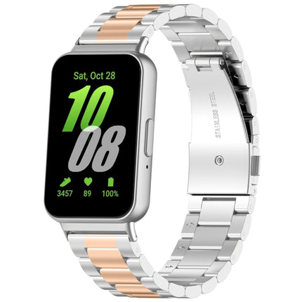 For Samsung Galaxy Fit 3 SM-R390 Three Bead Stainless Steel Metal Watch Band, Silver, Black, Gold, Rose Gold, Black+Red, Black+Pink, Black+Silver, Silver+Rose Gold, Silver+Gold, Silver+Black - DealBuddy