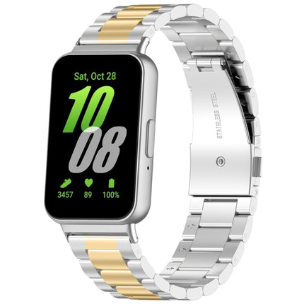 For Samsung Galaxy Fit 3 SM-R390 Three Bead Stainless Steel Metal Watch Band, Silver, Black, Gold, Rose Gold, Black+Red, Black+Pink, Black+Silver, Silver+Rose Gold, Silver+Gold, Silver+Black - DealBuddy