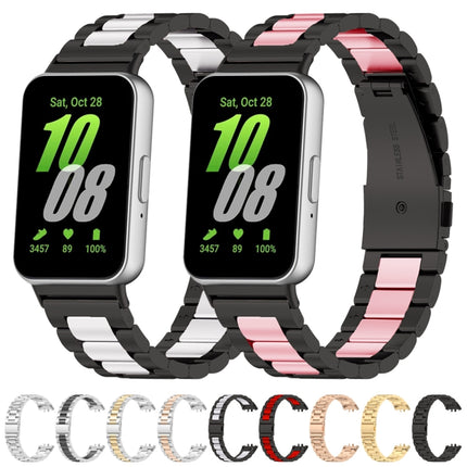 For Samsung Galaxy Fit 3 SM-R390 Three Bead Stainless Steel Metal Watch Band, Silver, Black, Gold, Rose Gold, Black+Red, Black+Pink, Black+Silver, Silver+Rose Gold, Silver+Gold, Silver+Black - DealBuddy
