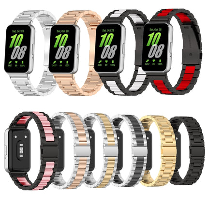 For Samsung Galaxy Fit 3 SM-R390 Three Bead Stainless Steel Metal Watch Band, Silver, Black, Gold, Rose Gold, Black+Red, Black+Pink, Black+Silver, Silver+Rose Gold, Silver+Gold, Silver+Black - DealBuddy