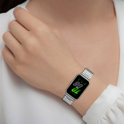 For Samsung Galaxy Fit 3 SM-R390 Three Bead Stainless Steel Metal Watch Band