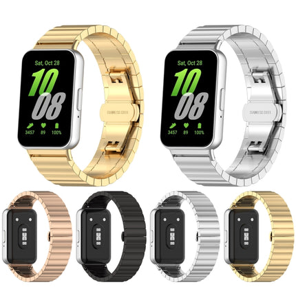 For Samsung Galaxy Fit 3 SM-R390 One Bead Stainless Steel Metal Watch Band, Silver, Black, Gold, Rose Gold - DealBuddy