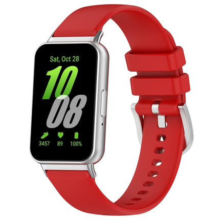 For Samsung Galaxy Fit 3 SM-R390 Metal Connector Liquid Glossy Silicone Watch Band, Black, Orange, Red, Dark Gray, Purple, Starlight, Dark Blue, Green, White, Light Pink - DealBuddy