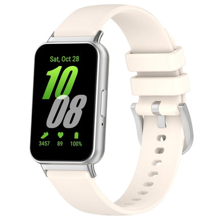 For Samsung Galaxy Fit 3 SM-R390 Metal Connector Liquid Glossy Silicone Watch Band, Black, Orange, Red, Dark Gray, Purple, Starlight, Dark Blue, Green, White, Light Pink - DealBuddy