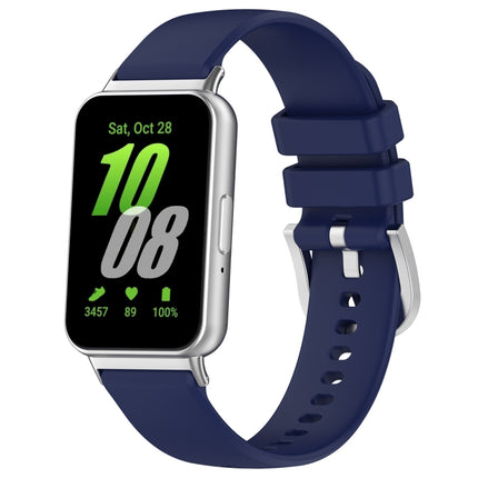 For Samsung Galaxy Fit 3 SM-R390 Metal Connector Liquid Glossy Silicone Watch Band, Black, Orange, Red, Dark Gray, Purple, Starlight, Dark Blue, Green, White, Light Pink - DealBuddy