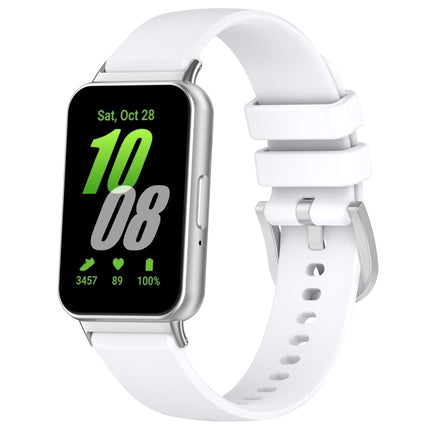 For Samsung Galaxy Fit 3 SM-R390 Metal Connector Liquid Glossy Silicone Watch Band, Black, Orange, Red, Dark Gray, Purple, Starlight, Dark Blue, Green, White, Light Pink - DealBuddy