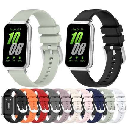 For Samsung Galaxy Fit 3 SM-R390 Metal Connector Liquid Glossy Silicone Watch Band, Black, Orange, Red, Dark Gray, Purple, Starlight, Dark Blue, Green, White, Light Pink - DealBuddy