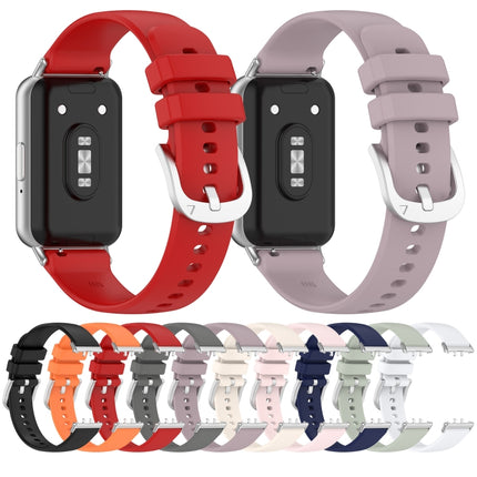 For Samsung Galaxy Fit 3 SM-R390 Metal Connector Liquid Glossy Silicone Watch Band, Black, Orange, Red, Dark Gray, Purple, Starlight, Dark Blue, Green, White, Light Pink - DealBuddy