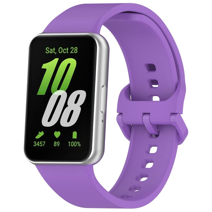 For Samsung Galaxy Fit 3 SM-R390 Solid Color Buckle Silicone Watch Band, White, Pink, Yellow, Orange, Red, Starlight, Wine Red, Sky Blue, Purple, Dark Green, Dark Blue, Black, Dark Gray, Gray Green - DealBuddy