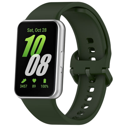 For Samsung Galaxy Fit 3 SM-R390 Solid Color Buckle Silicone Watch Band, White, Pink, Yellow, Orange, Red, Starlight, Wine Red, Sky Blue, Purple, Dark Green, Dark Blue, Black, Dark Gray, Gray Green - DealBuddy