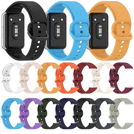 For Samsung Galaxy Fit 3 SM-R390 Solid Color Buckle Silicone Watch Band, White, Pink, Yellow, Orange, Red, Starlight, Wine Red, Sky Blue, Purple, Dark Green, Dark Blue, Black, Dark Gray, Gray Green - DealBuddy