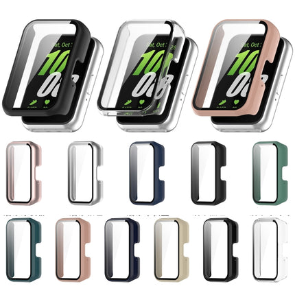 For Samsung Galaxy Fit 3 SM-R390 PC + Tempered Glass Film Integrated Watch Protective Case, Pink, Silver, Midnight Blue, Green, Black, Sakura Pink, Ink Blue, Pine Green, Ivory White, Transparent, Bright Black - DealBuddy