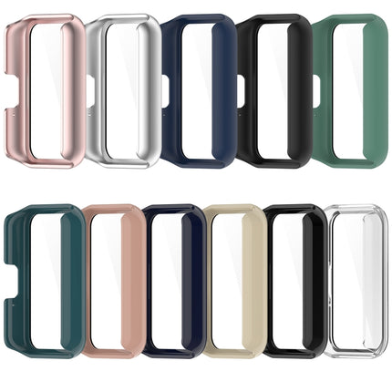 For Samsung Galaxy Fit 3 SM-R390 PC + Tempered Glass Film Integrated Watch Protective Case, Pink, Silver, Midnight Blue, Green, Black, Sakura Pink, Ink Blue, Pine Green, Ivory White, Transparent, Bright Black - DealBuddy