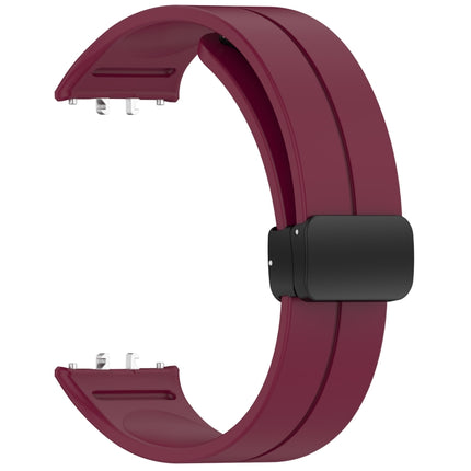 For Samsung Galaxy Fit 3 SM-R390 Magnetic Folding Buckle Silicone Watch Band, Wine Red, Dark Gray, Orange, Black, Midnight Blue, Dark Green, Green, Starlight, Pink, White - DealBuddy
