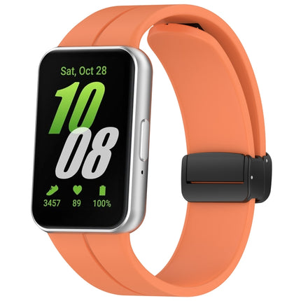 For Samsung Galaxy Fit 3 SM-R390 Magnetic Folding Buckle Silicone Watch Band, Wine Red, Dark Gray, Orange, Black, Midnight Blue, Dark Green, Green, Starlight, Pink, White - DealBuddy