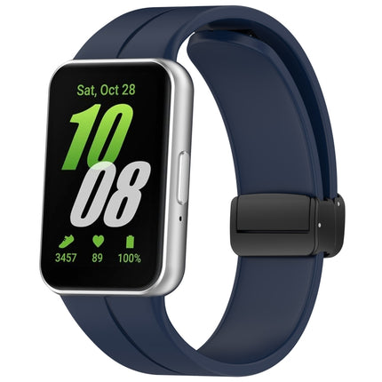 For Samsung Galaxy Fit 3 SM-R390 Magnetic Folding Buckle Silicone Watch Band, Wine Red, Dark Gray, Orange, Black, Midnight Blue, Dark Green, Green, Starlight, Pink, White - DealBuddy