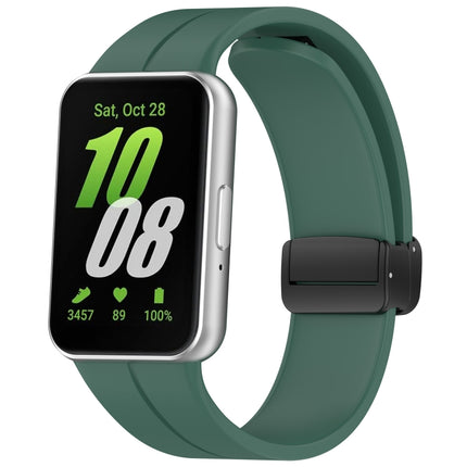 For Samsung Galaxy Fit 3 SM-R390 Magnetic Folding Buckle Silicone Watch Band, Wine Red, Dark Gray, Orange, Black, Midnight Blue, Dark Green, Green, Starlight, Pink, White - DealBuddy